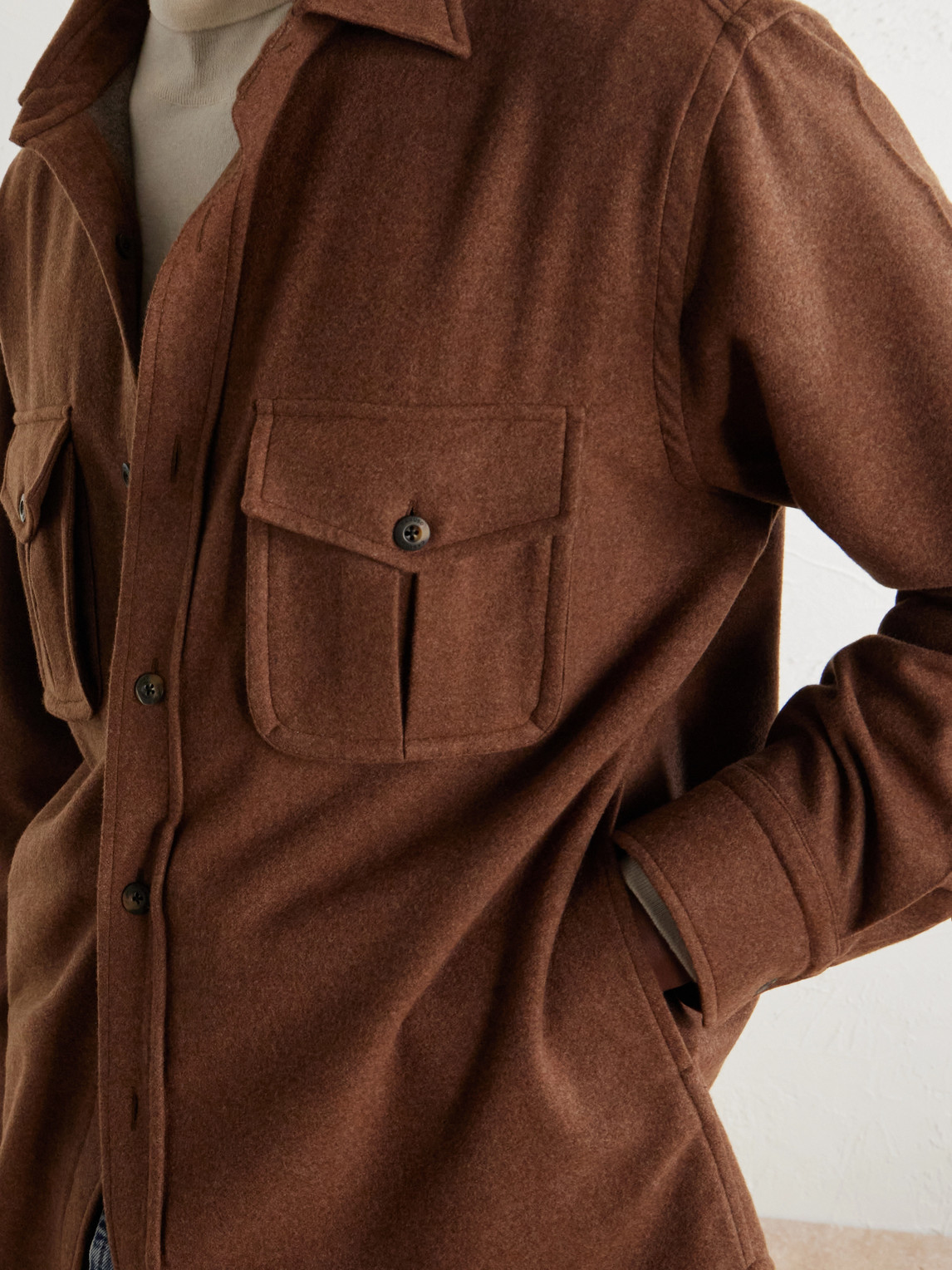 Houndstooth Brushed Wool Overshirt