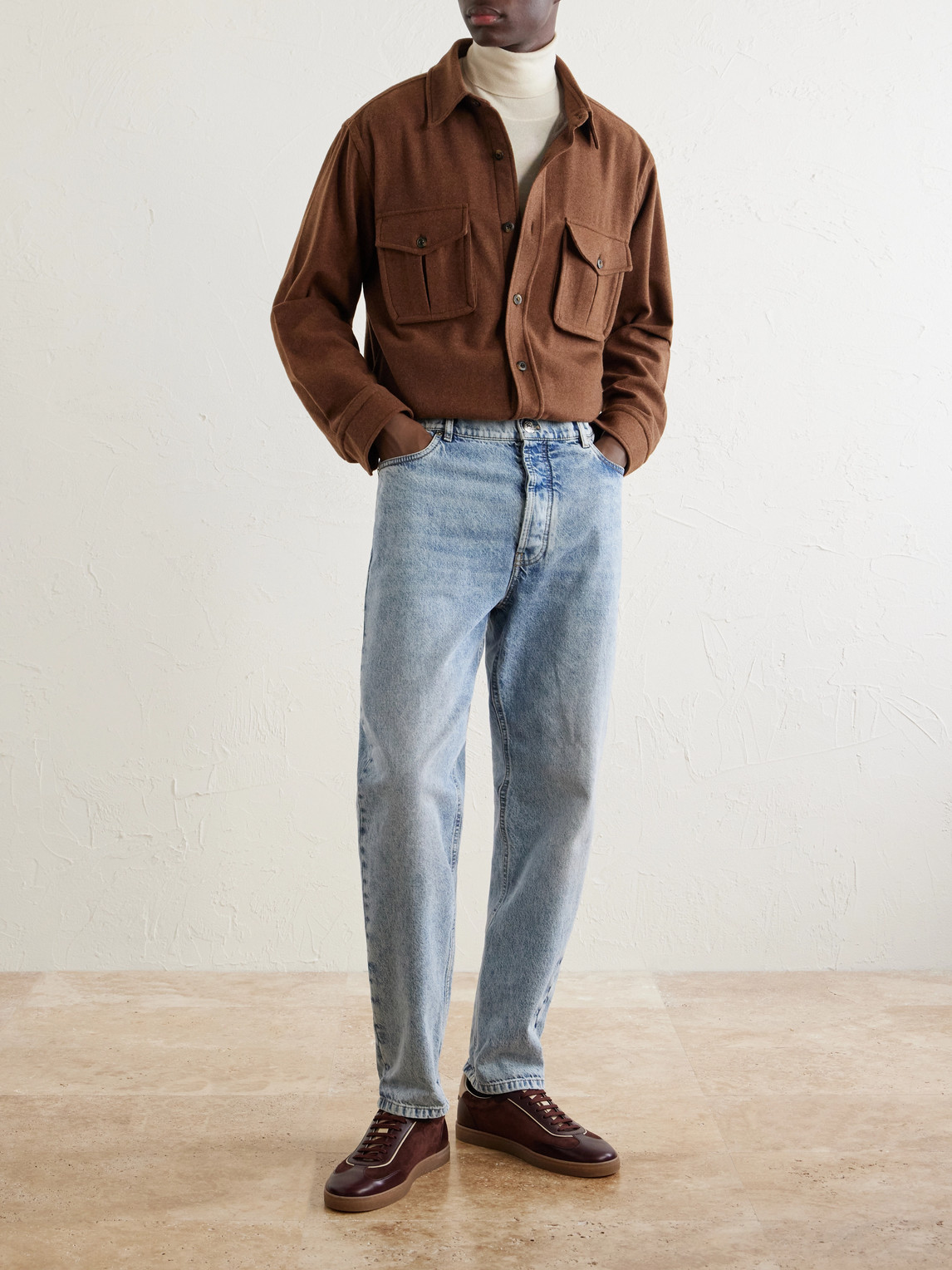 Houndstooth Brushed Wool Overshirt