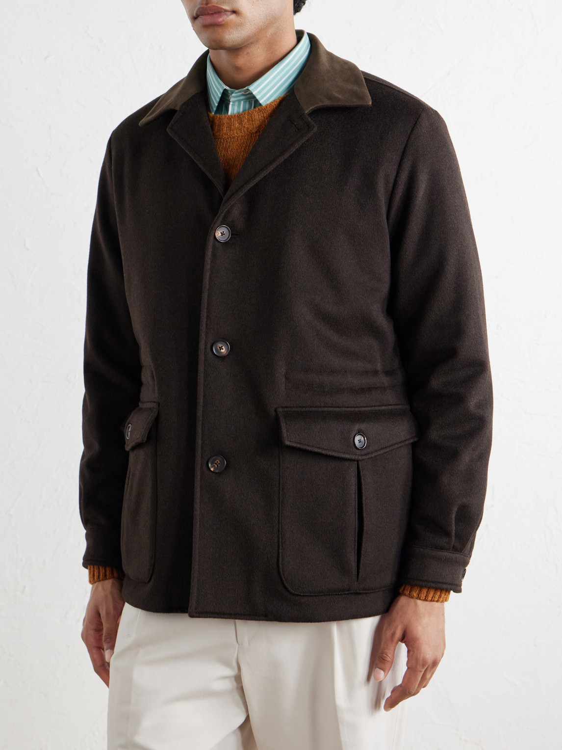Dalila Suede-Trimmed Wool Jacket