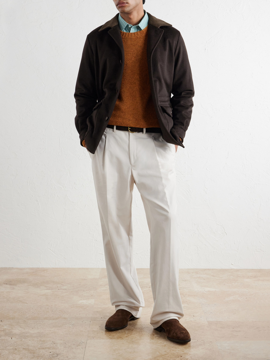 Dalila Suede-Trimmed Wool Jacket