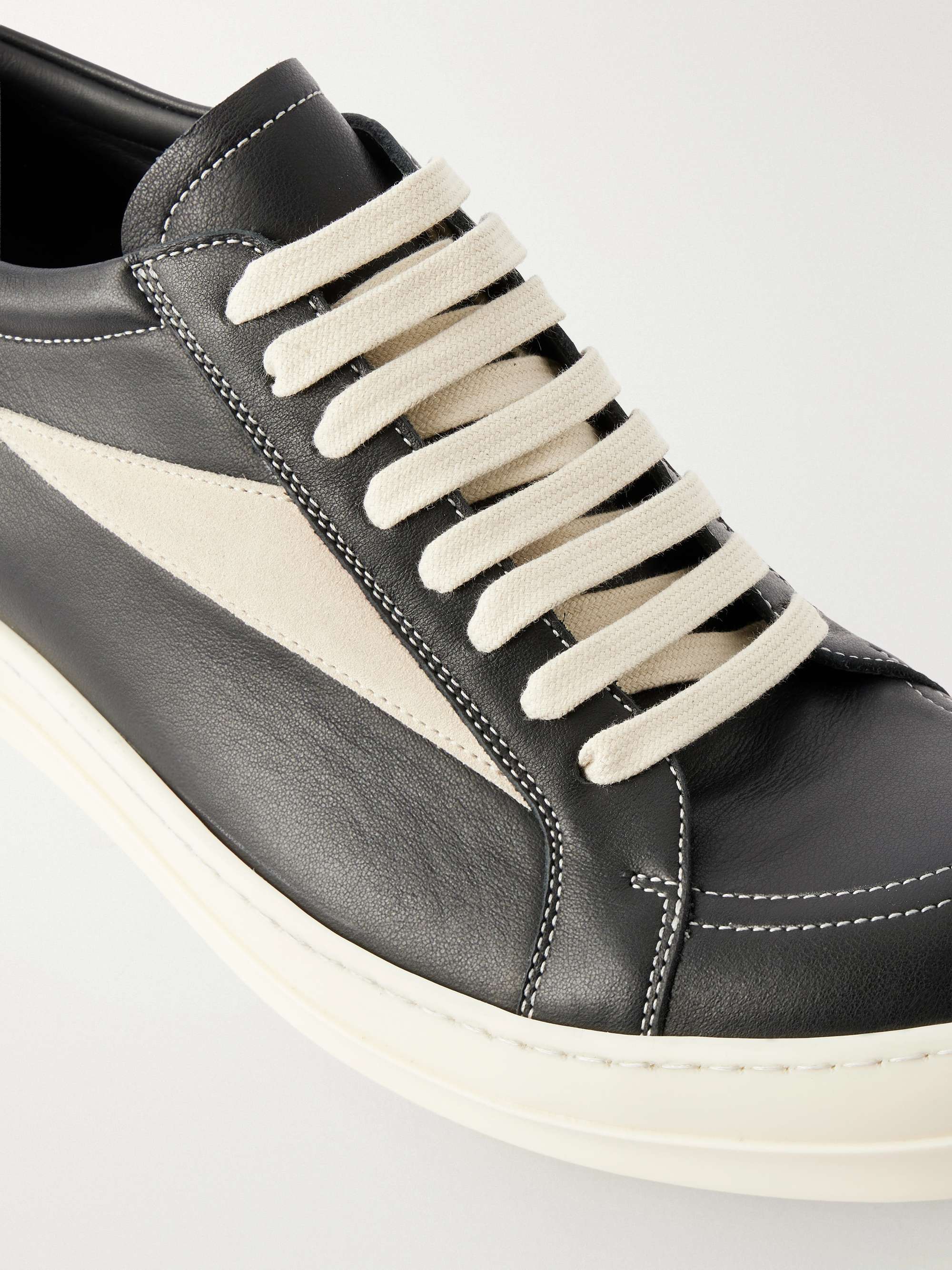 RICK OWENS Vintage Suede-Trimmed Leather and Rubber Sneakers for