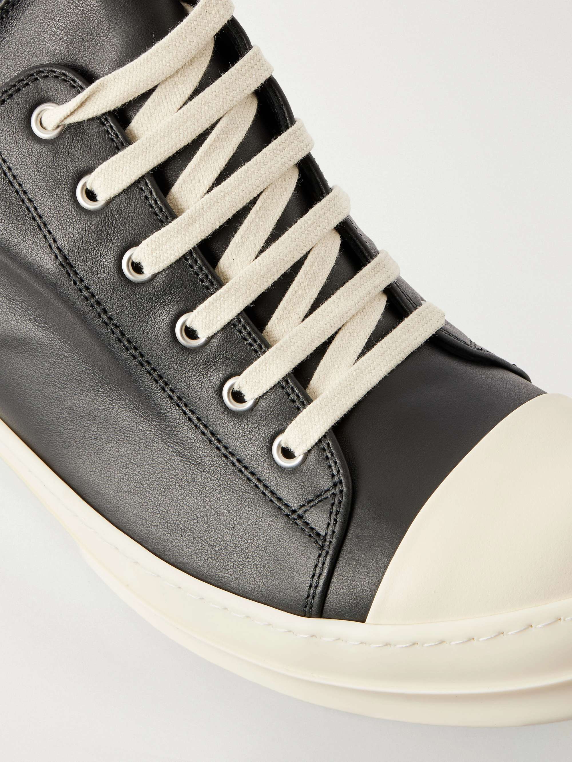 rick owens ramones　 low 40.5 RICK OWENS Ramones Full-Grain Leather and Rubber Sneakers for Men