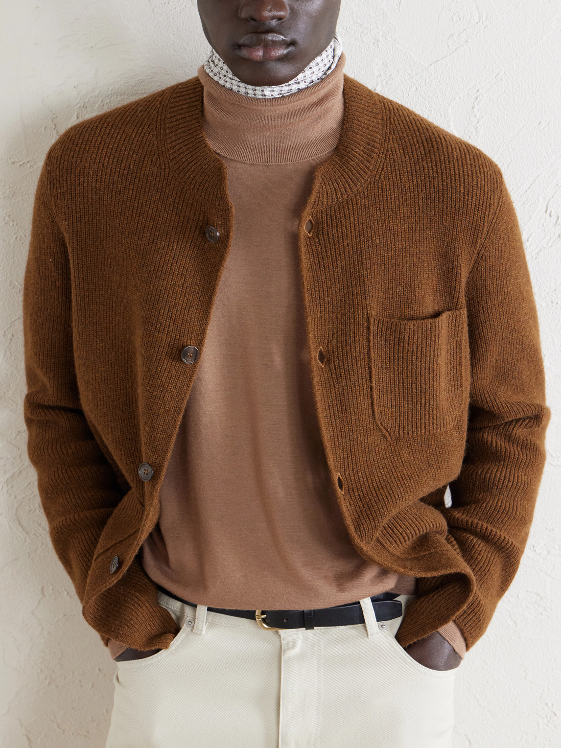 Camel Wool, Wool And Cashmere-Blend Cardigan