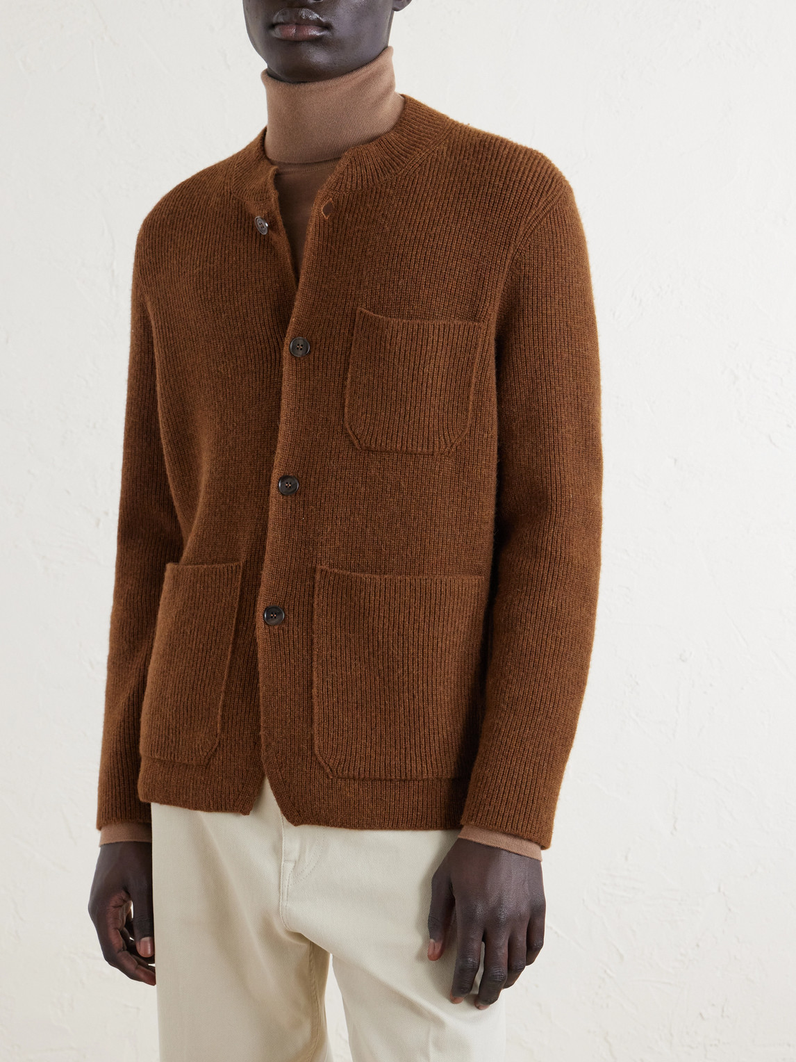 Camel Wool, Wool And Cashmere-Blend Cardigan