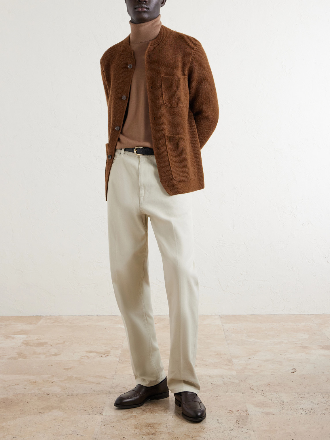 Camel Wool, Wool And Cashmere-Blend Cardigan