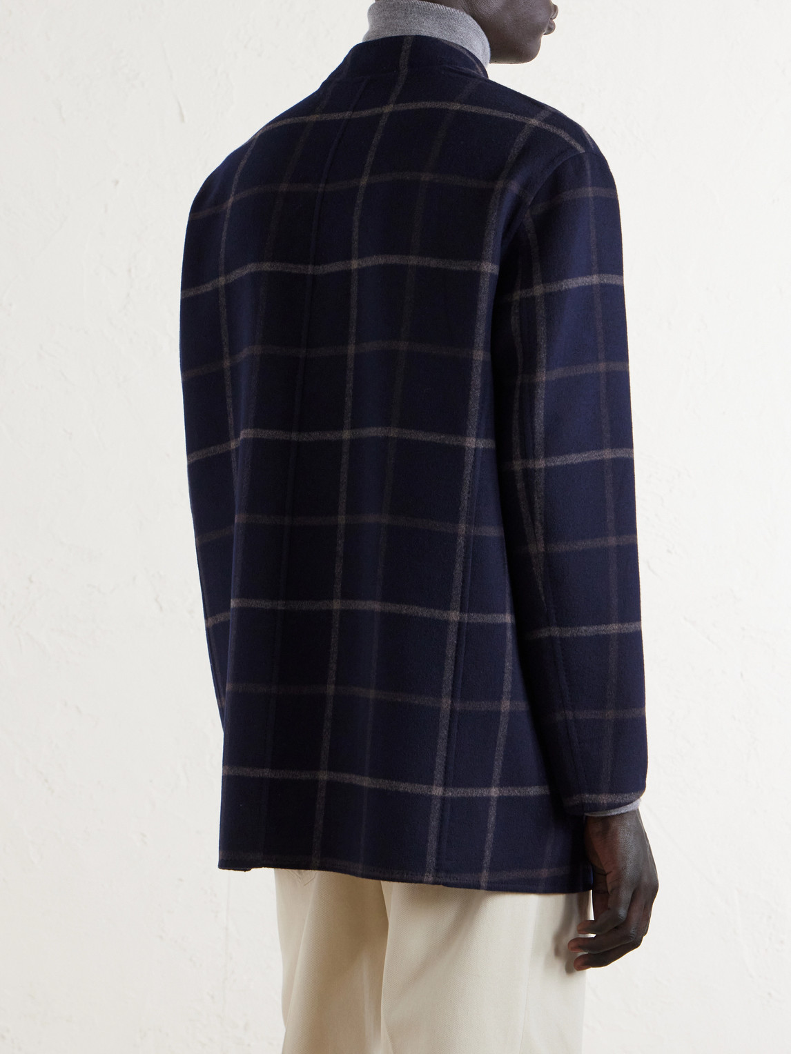 Checked Wool-Blend Coat