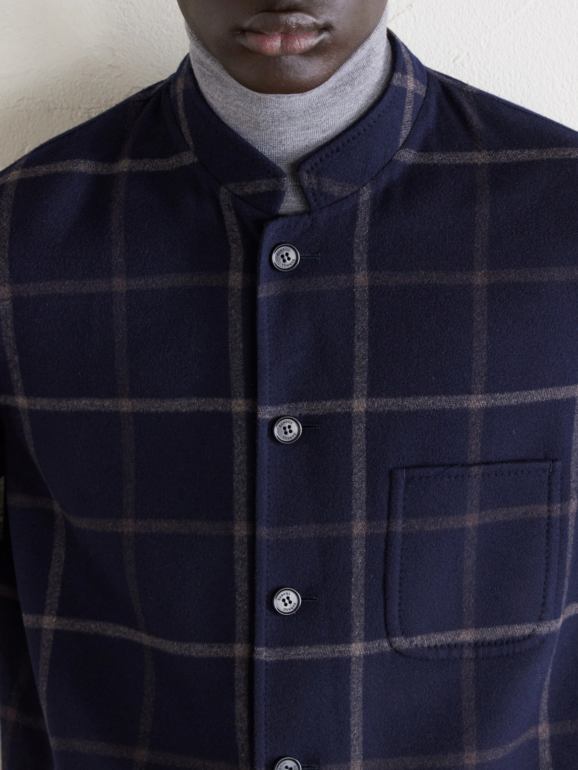 Checked Wool-Blend Coat