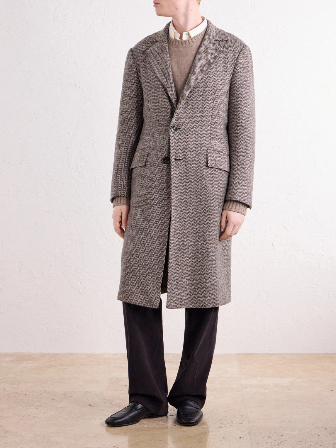 Herringbone Cashmere And Wool-Blend Coat