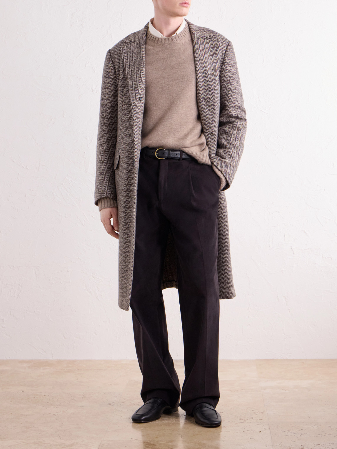 Herringbone Cashmere And Wool-Blend Coat