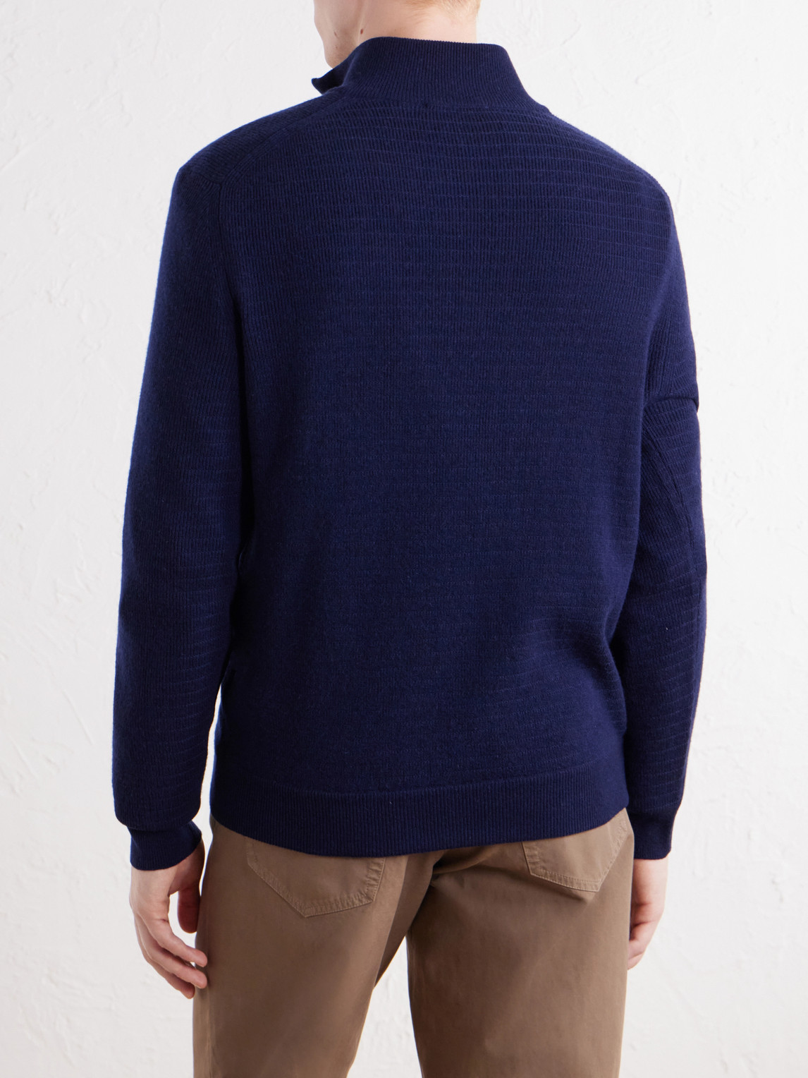 And Cashmere-Blend Half-Zip Sweater