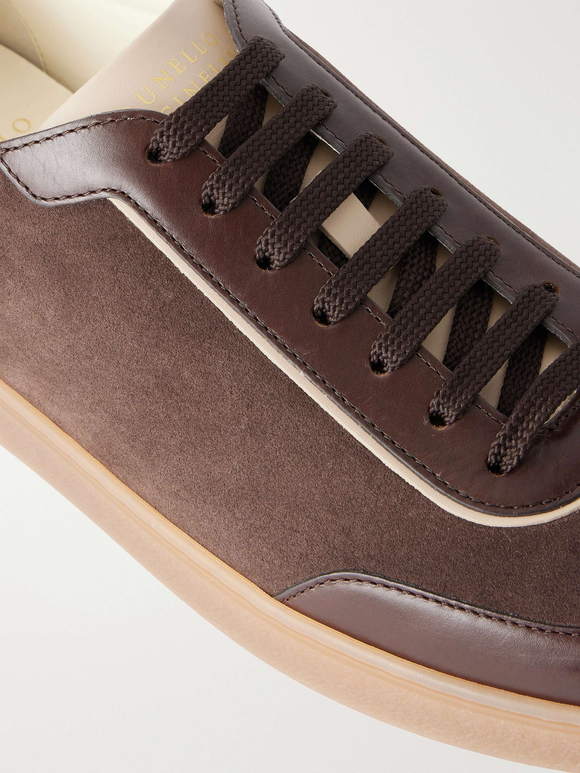 BRUNELLO CUCINELLI Coda Di Rondine Leather-Trimmed Waxed-Suede