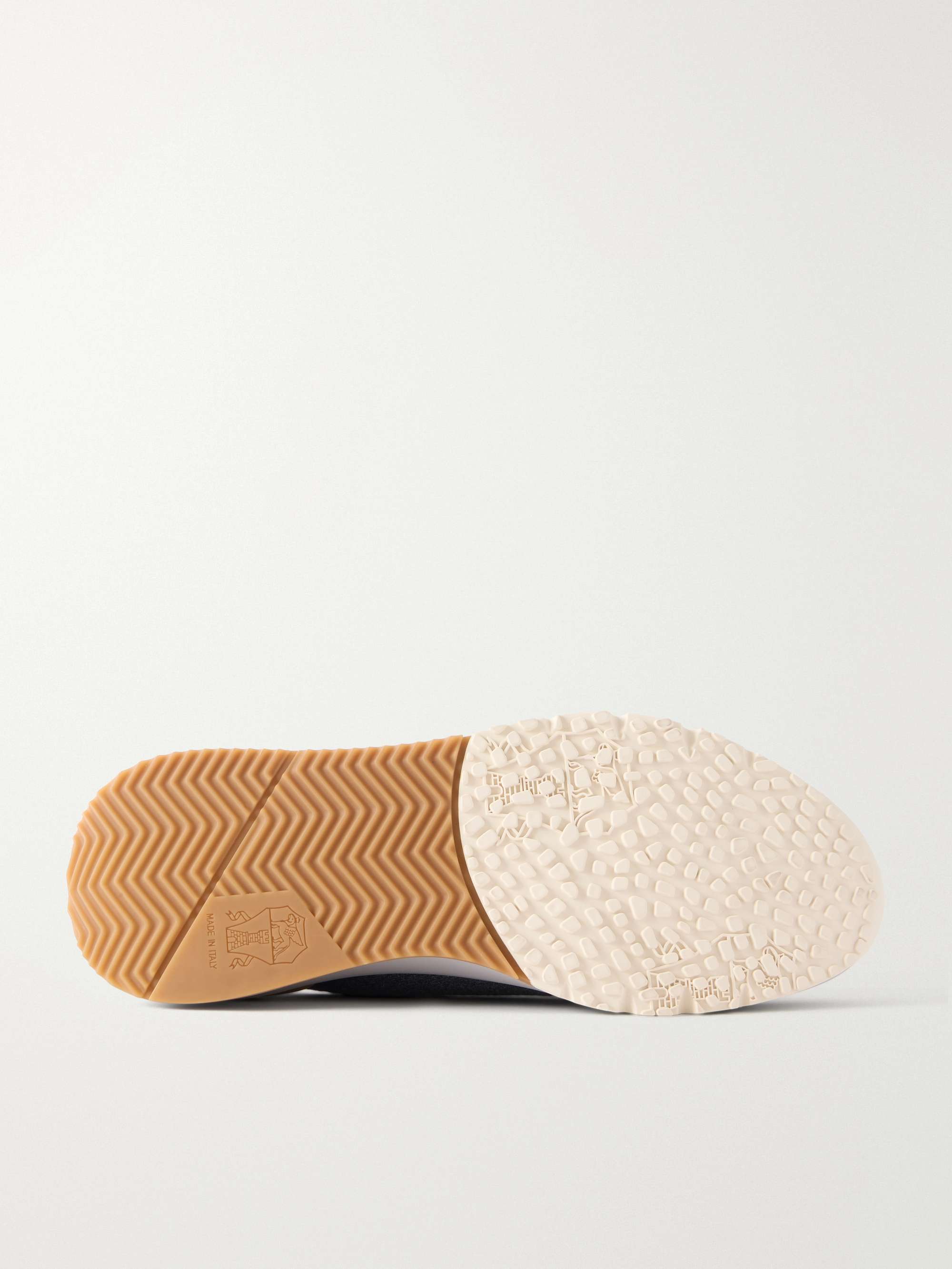 BRUNELLO CUCINELLI Leather-Trimmed Stretch-Knit Sneakers