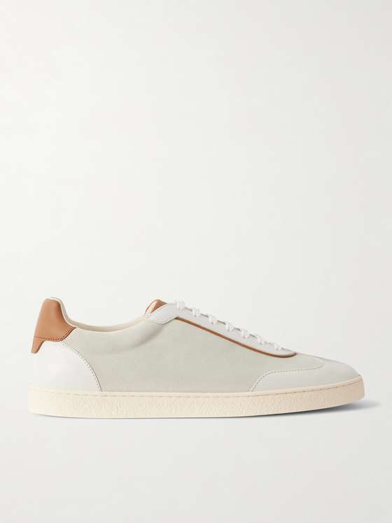 Brunellocucinelli Coda Di Rondine Leather-Trimmed Waxed-Suede Sneakers