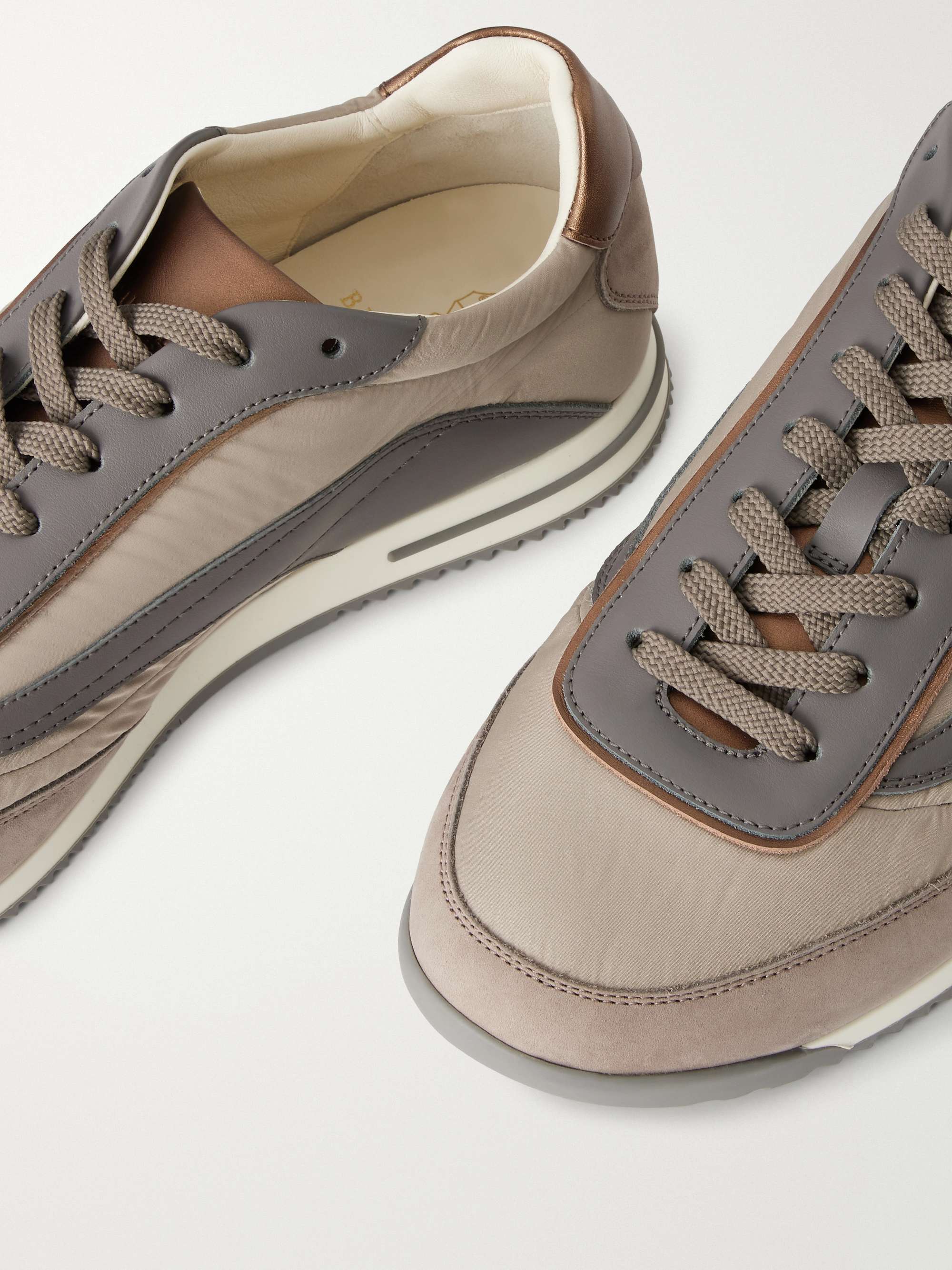 BRUNELLO CUCINELLI Suede and Leather-Trimmed Shell Sneakers for
