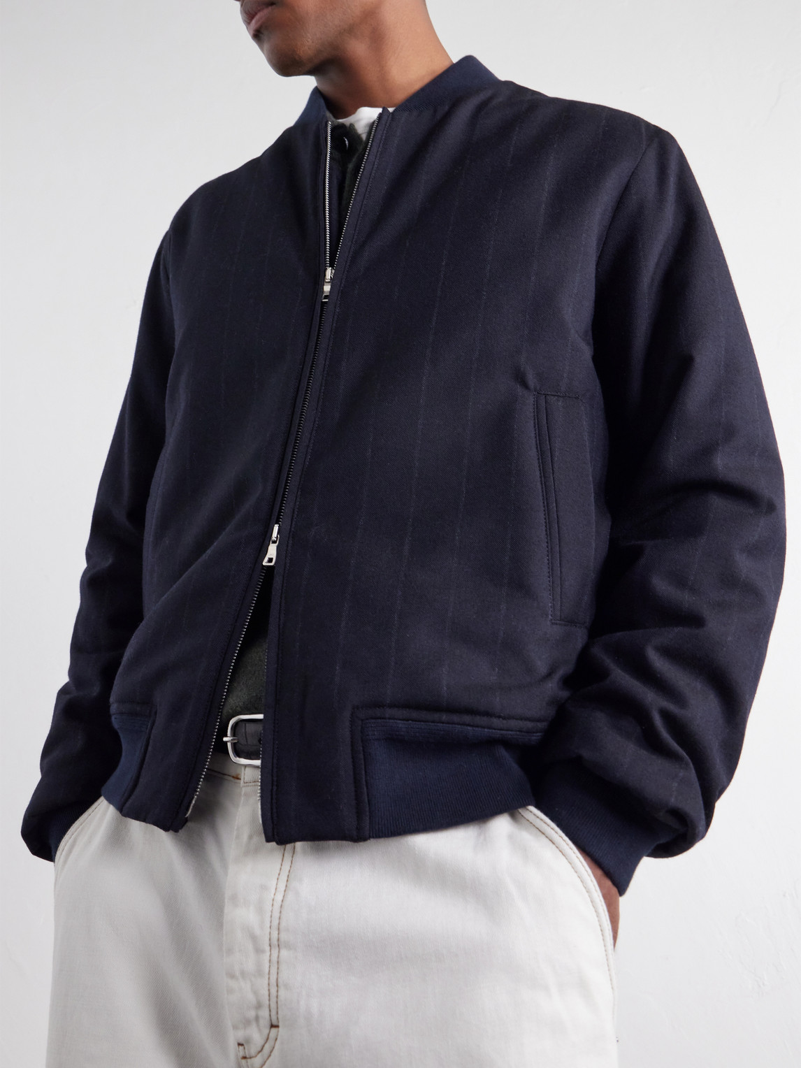 Mr P. - Striped Wool-Twill Bomber Jacket