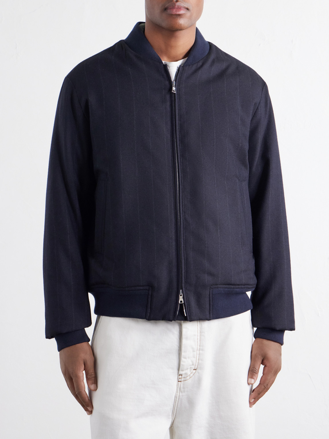 Mr P. - Striped Wool-Twill Bomber Jacket