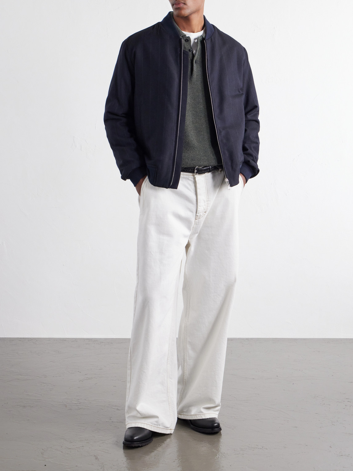 Mr P. - Striped Wool-Twill Bomber Jacket