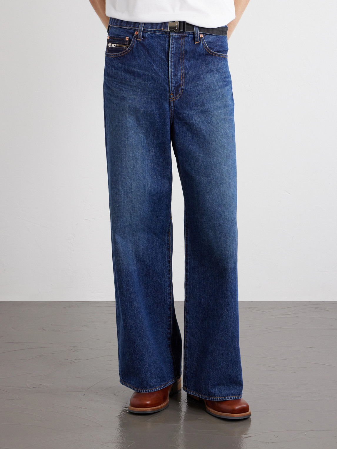 Belted Wide-Leg Jeans