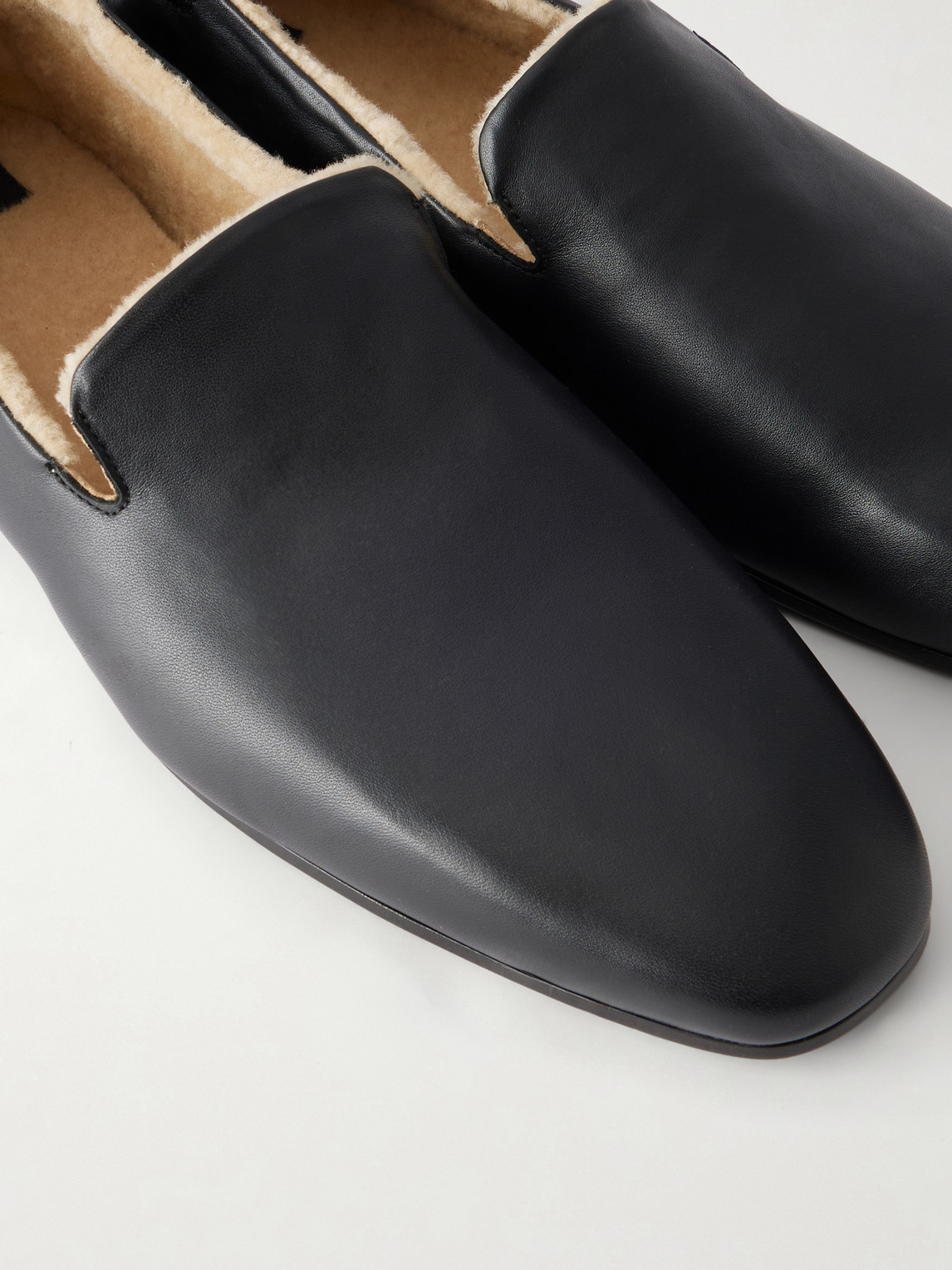 Shearling-Lined Nappa Loafers
