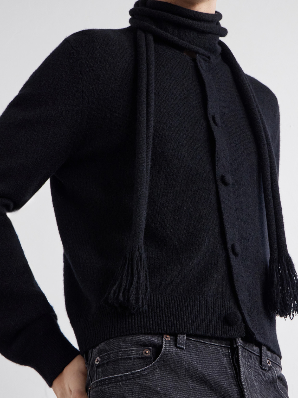 Scarf-Detailed Cashmere Cardigan