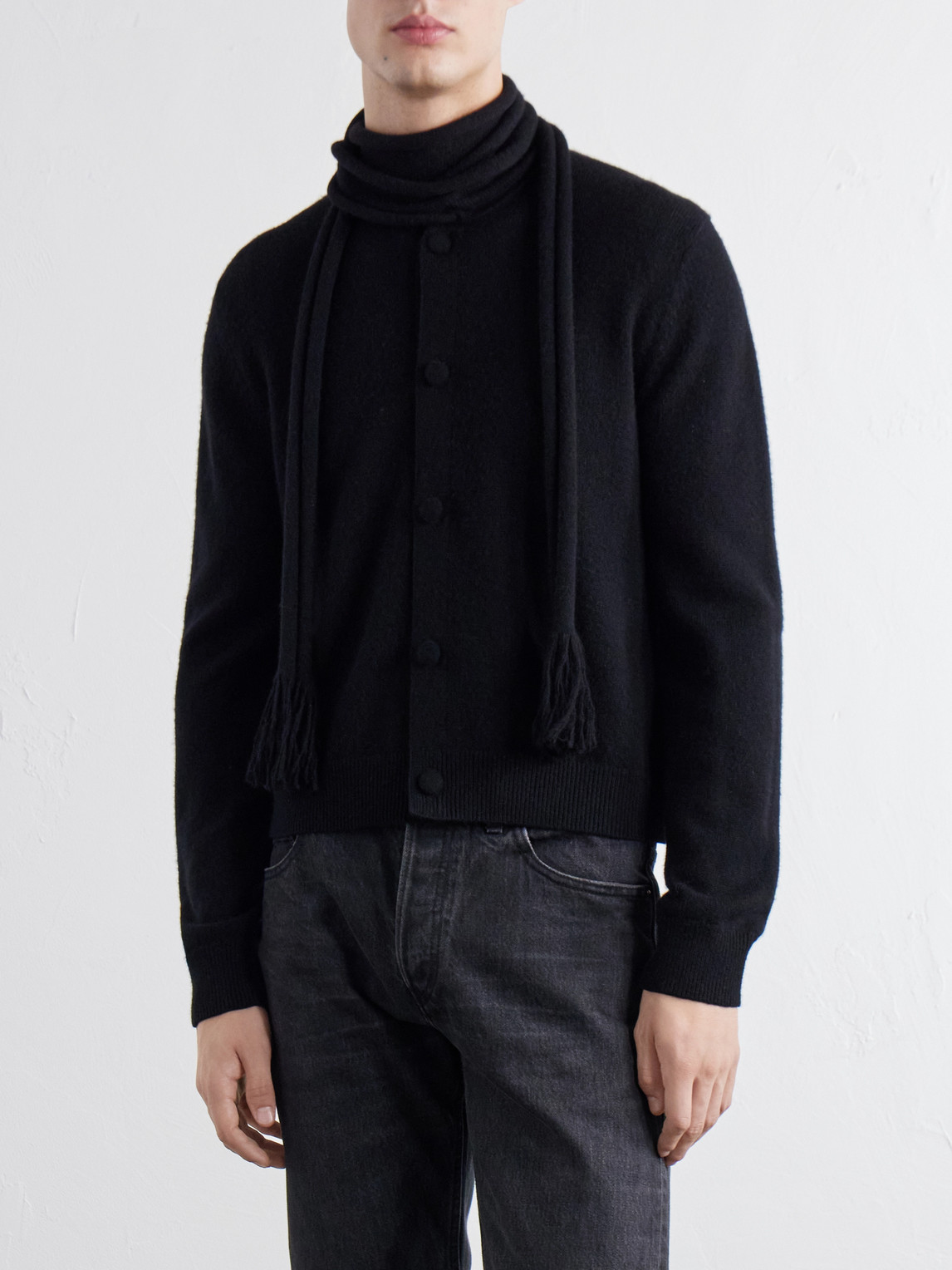 Scarf-Detailed Cashmere Cardigan
