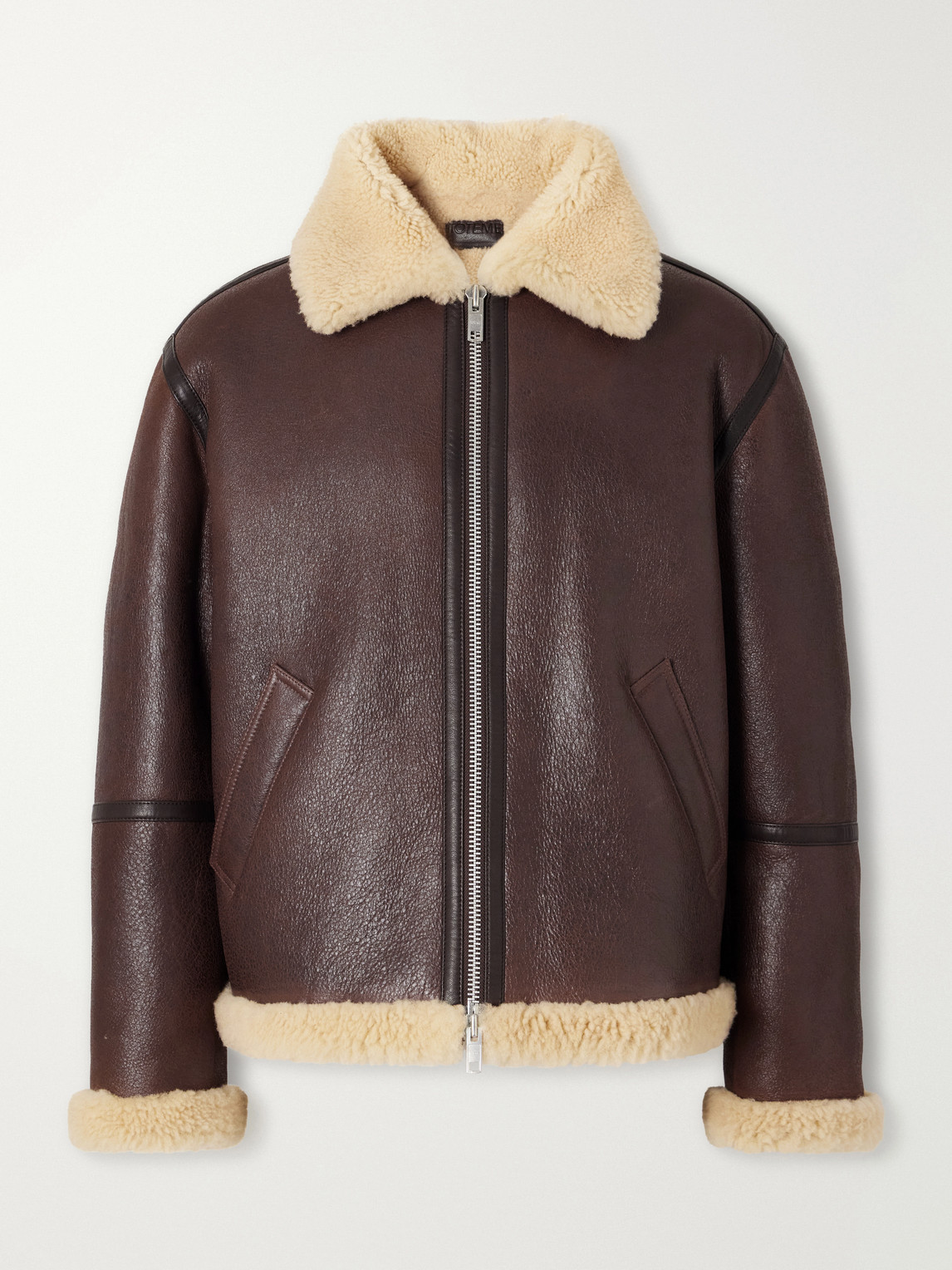 Shearling-Trimmed Full-Grain Leather