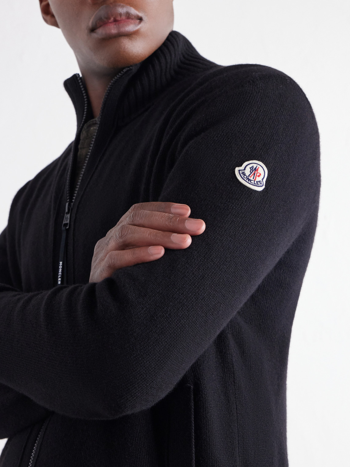 Logo-Appliquéd Wool And Cashmere-Blend Zip-Up Cardigan
