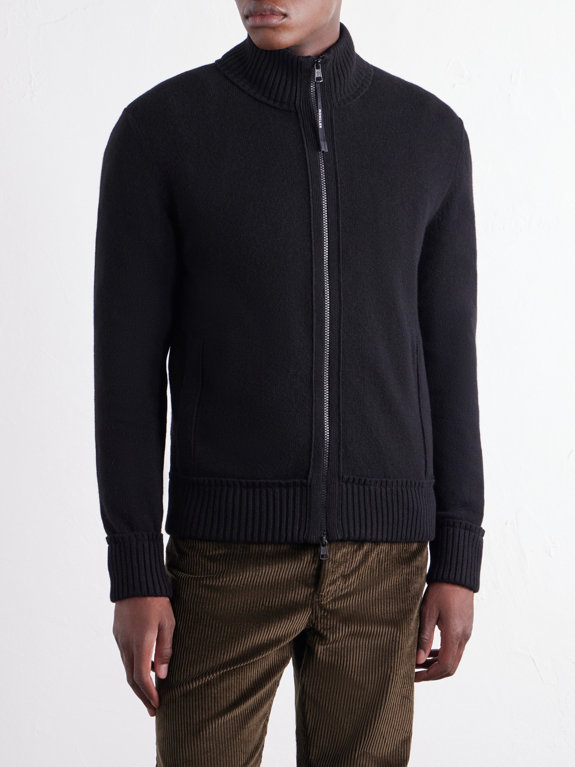 Logo-Appliquéd Wool And Cashmere-Blend Zip-Up Cardigan