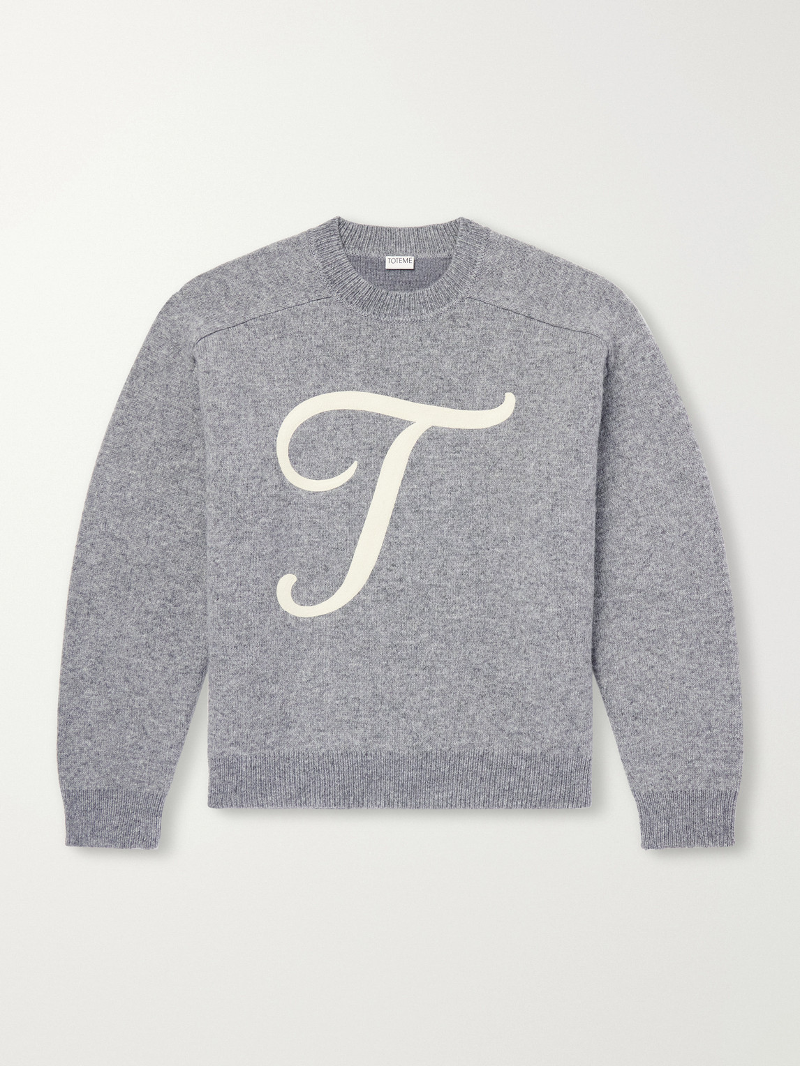 Totême Logo-embroidered Wool-blend Sweater In Gray