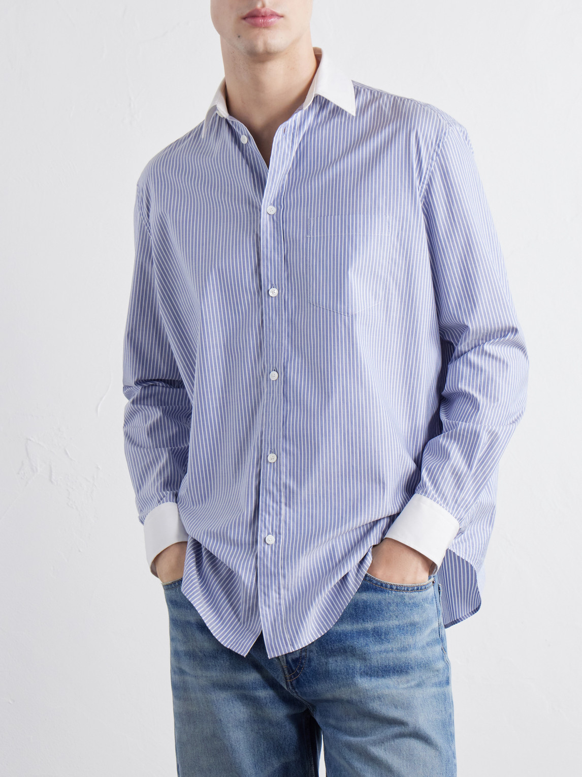 Cotton-Poplin Shirt Striped