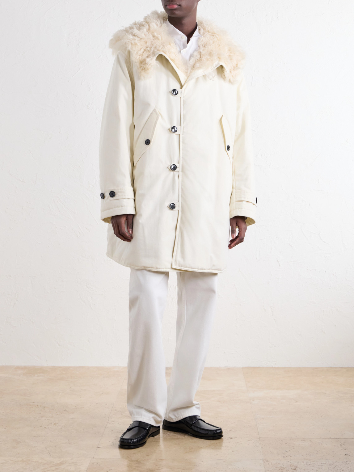 Hooded Shearling-Lined Cotton-Ripstop Parka
