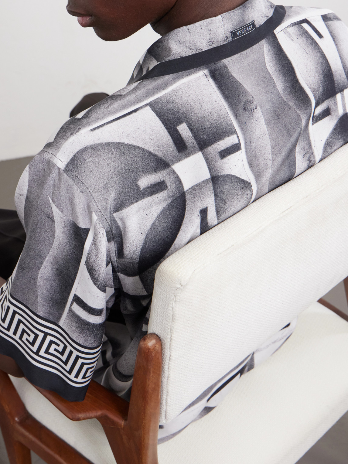 Camp-Collar Printed Silk-Crepe De Chine Shirt