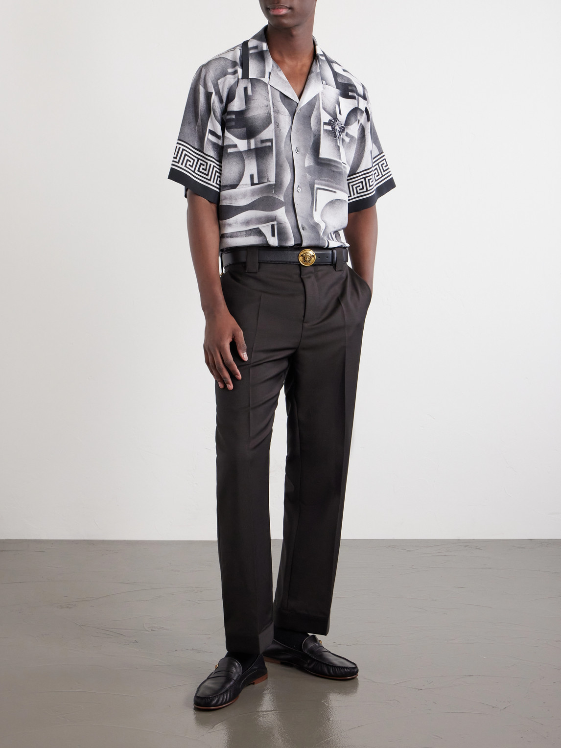 Camp-Collar Printed Silk-Crepe De Chine Shirt
