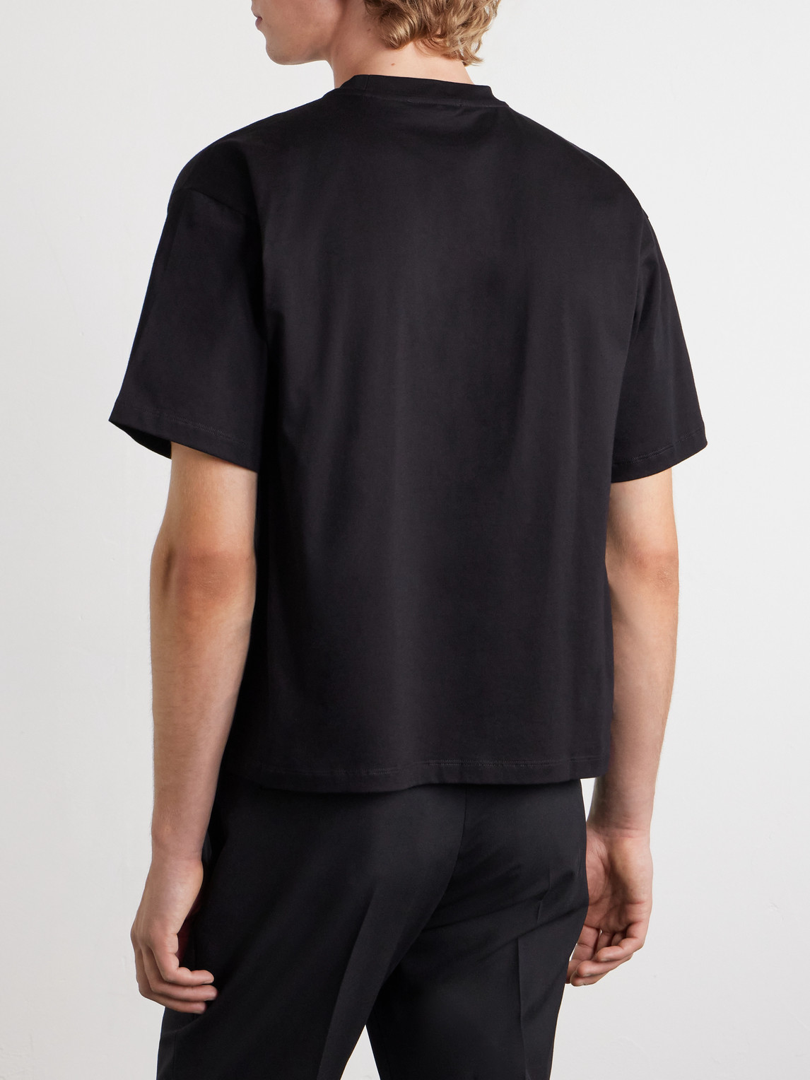Versace T-shirt With Embroidered Logo In Black