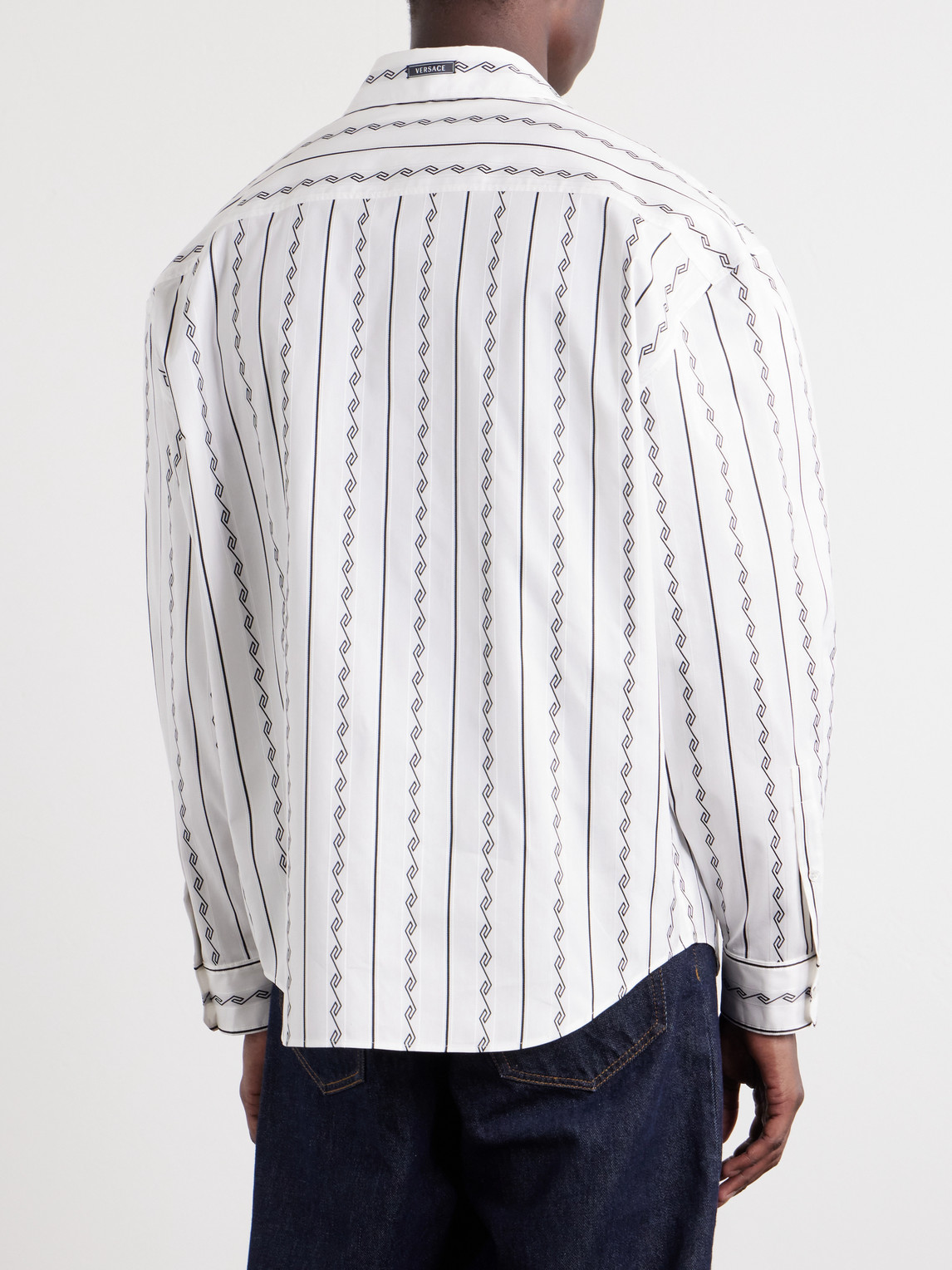Cotton-Blend Jacquard Shirt Striped