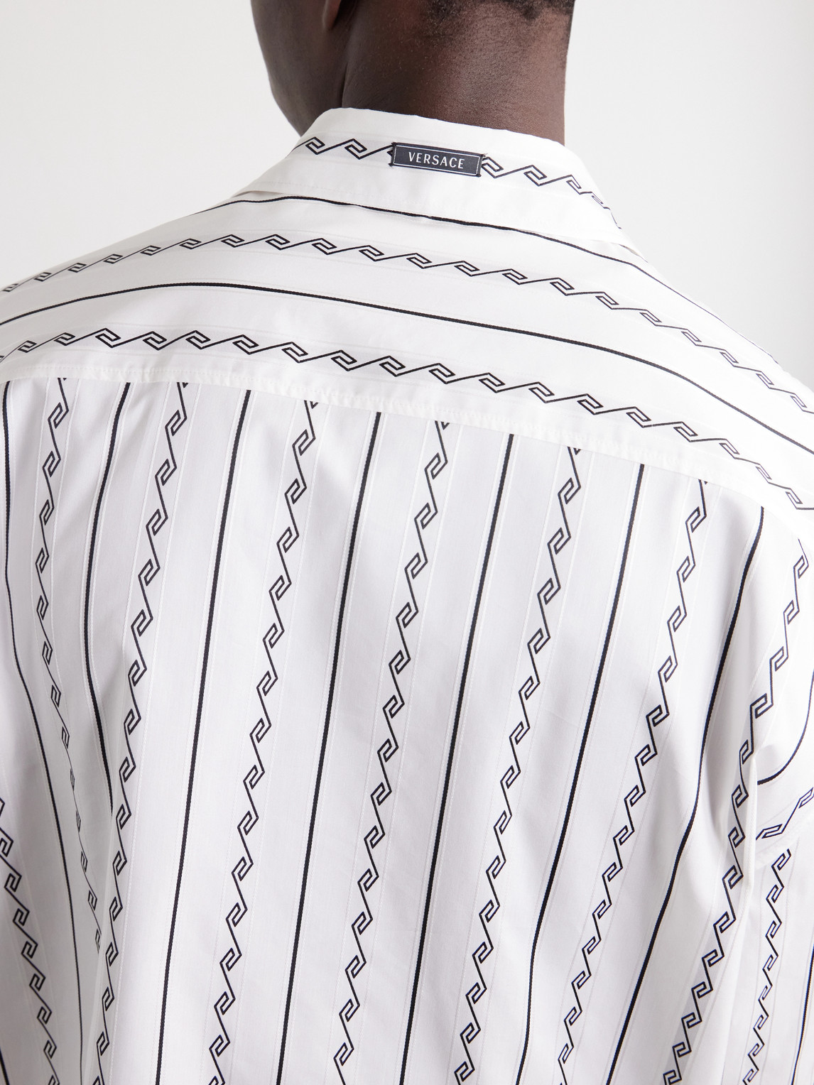 Cotton-Blend Jacquard Shirt Striped