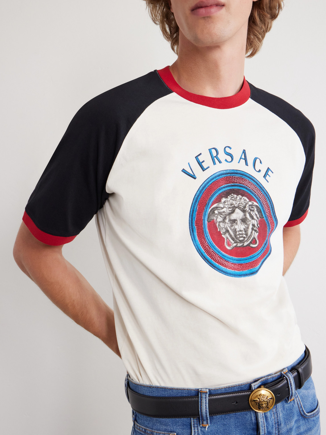 Versace Printed Cotton-jersey Regular T-shirt In White