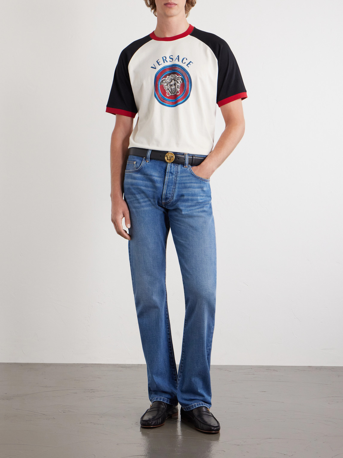 Versace Printed Cotton-jersey Regular T-shirt In White