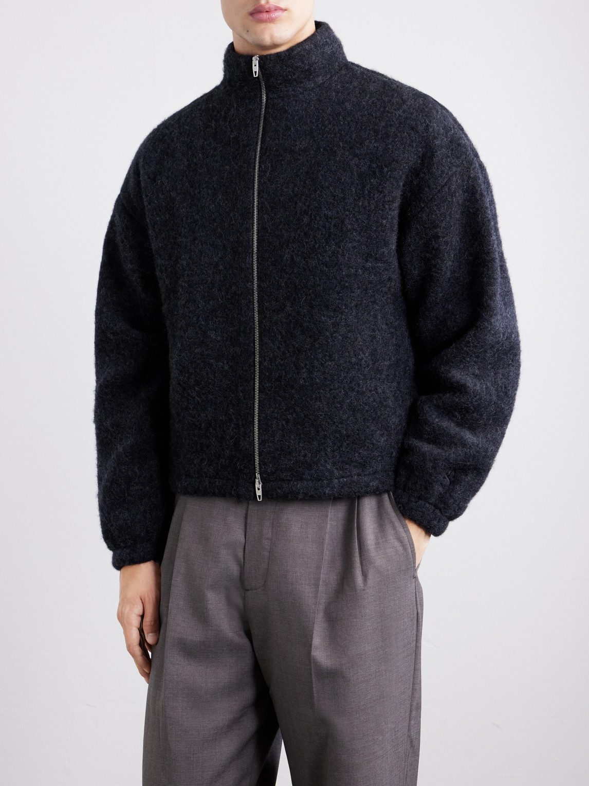 Brushed Wool-Blend Blouson Jacket