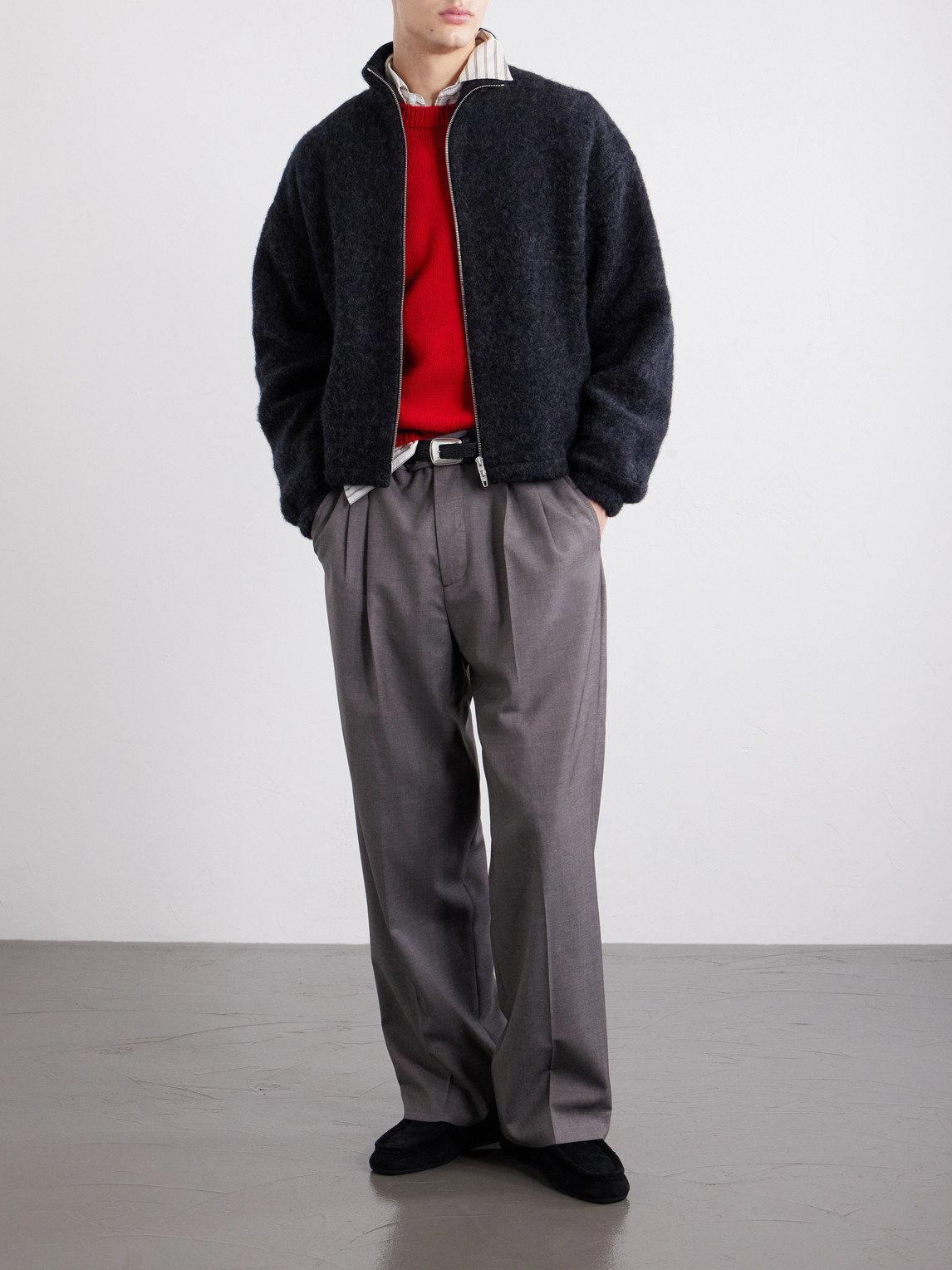 Brushed Wool-Blend Blouson Jacket