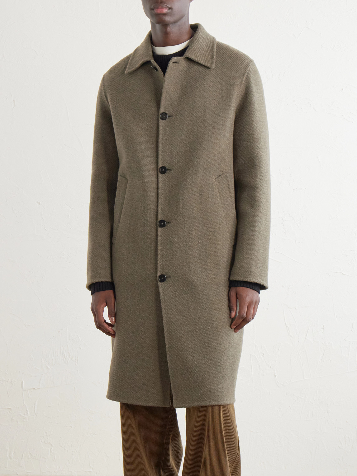 Virgin-Wool Twill Trench Coat