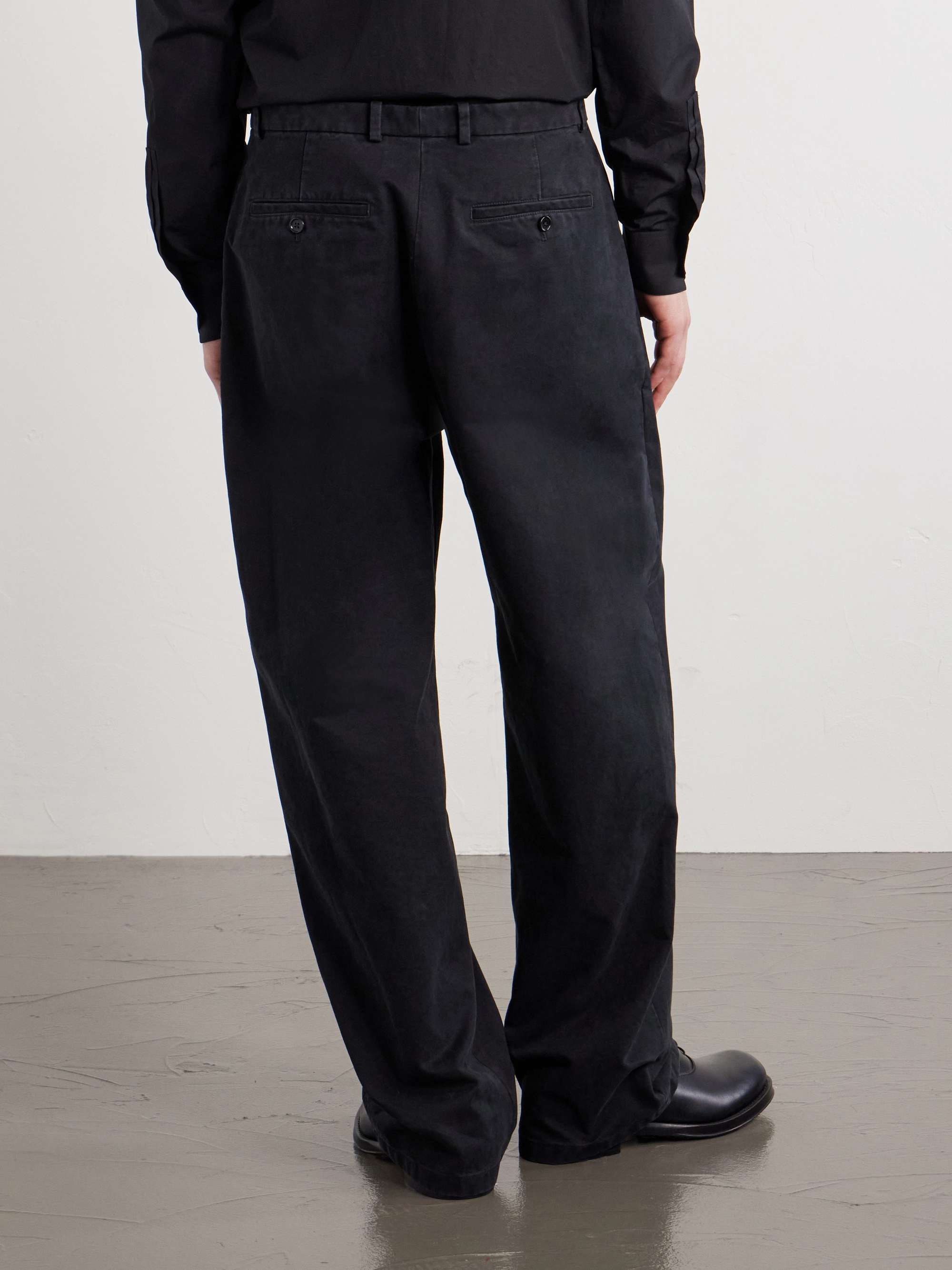 JIL SANDER Straight-Leg Pleated Cotton-Drill Trousers for Men | MR