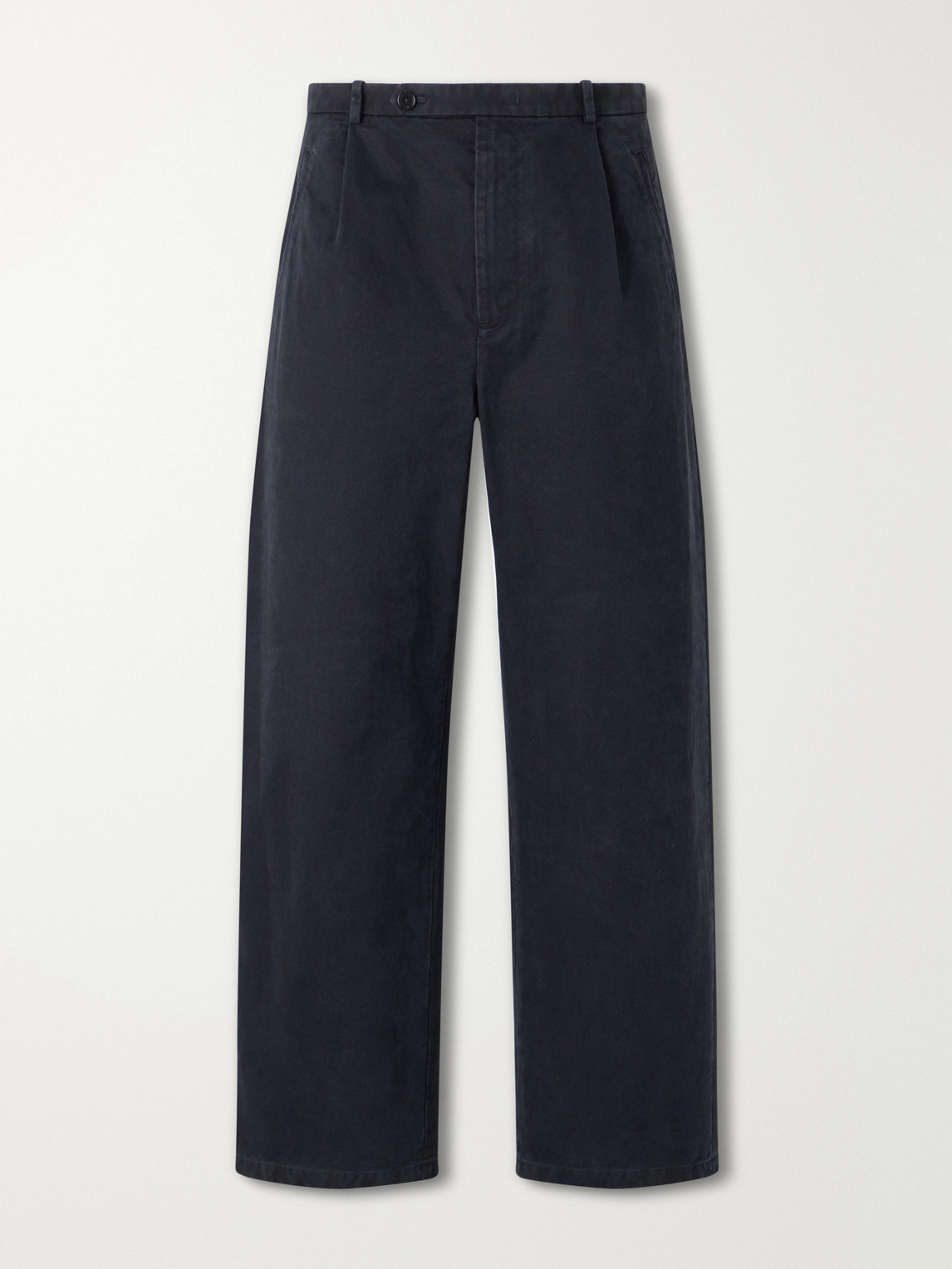 Jil Sander Straight-leg Pleated Cotton-drill Trousers In Black