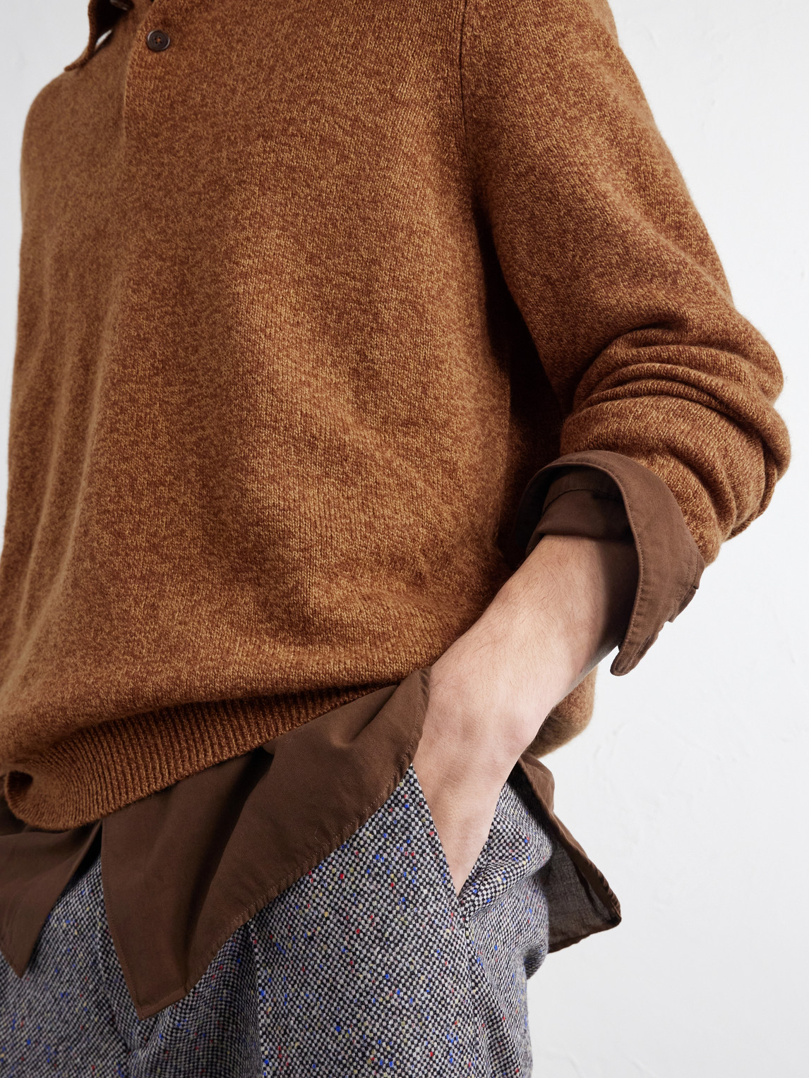 Mélange Wool And Cashmere-Blend Polo Shirt