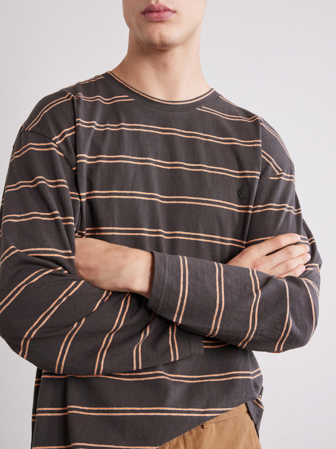 Logo-Embroidered Striped Cotton-Jersey T-Shirt