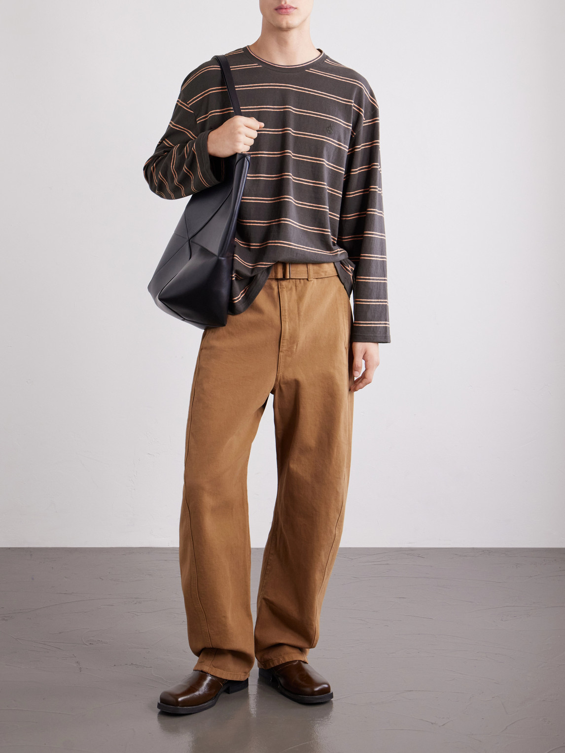 Logo-Embroidered Striped Cotton-Jersey T-Shirt