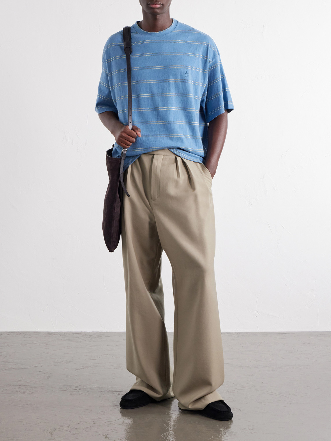 Logo-Embroidered Striped Cotton-Jersey T-Shirt
