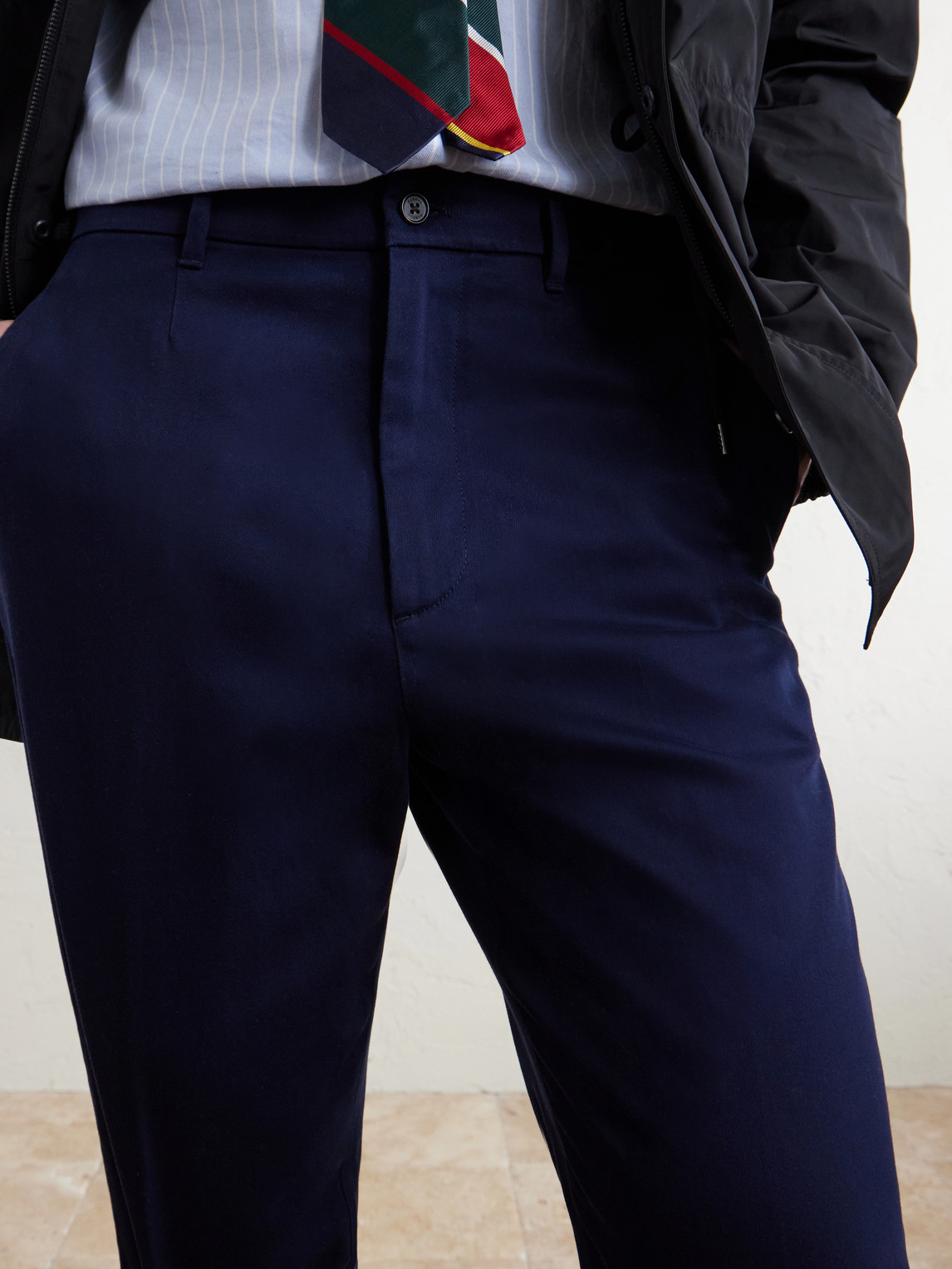 Straight-Leg Cotton-Blend Twill Trousers