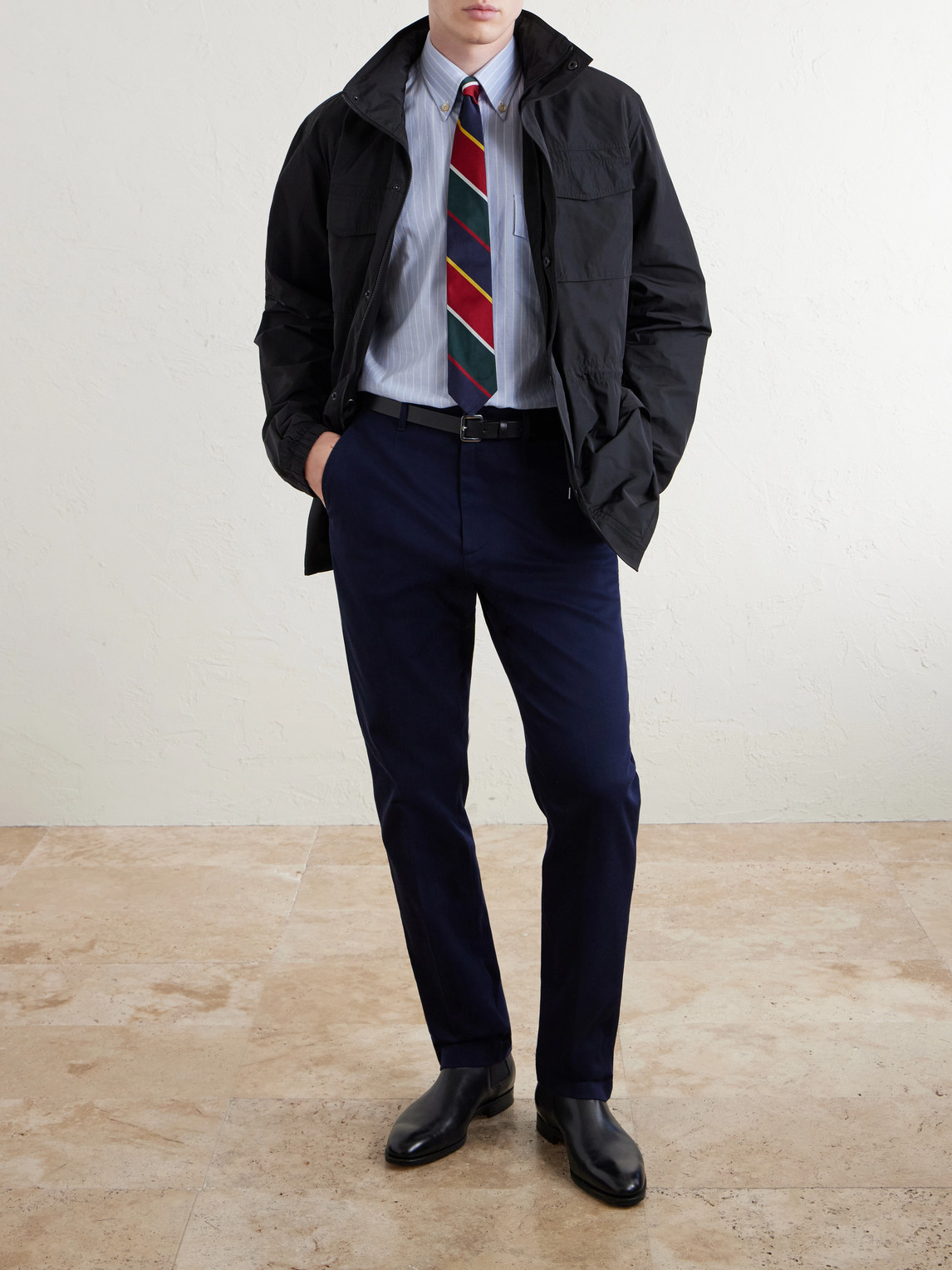 Straight-Leg Cotton-Blend Twill Trousers