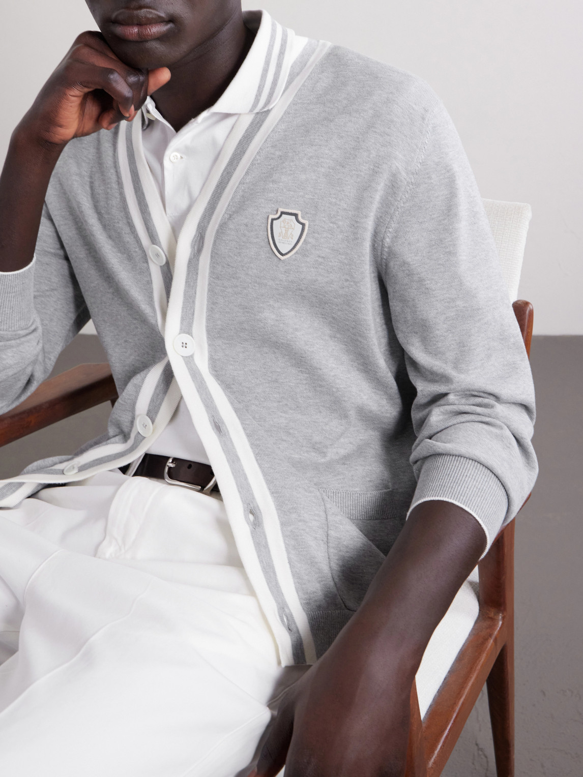 Logo-Appliquéd Cotton Cardigan
